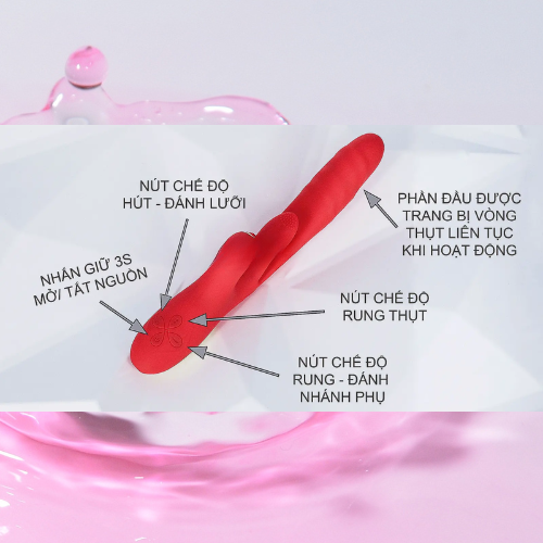 Dương vật giả đa năng có 2 nhánh phụ rung - liếm - thụt siêu kích thích 1