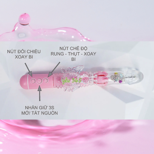 Dương vật giả tự động rung thụt LOTUS có nhánh phụ 1
