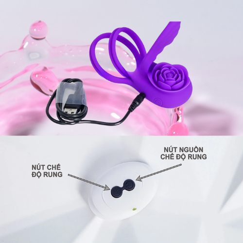 Vòng đeo dương vật Love hoa hồng có điều khiển 2