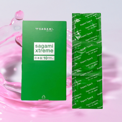 Bao cao su có gai Nhật Bản Sagami Xtreme Green Siêu Mỏng 10 bao