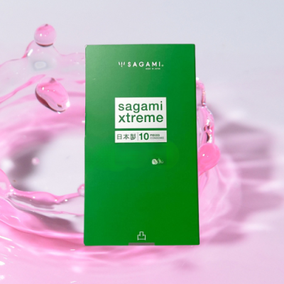 Bao cao su có gai Nhật Bản Sagami Xtreme Green Siêu Mỏng 10 bao