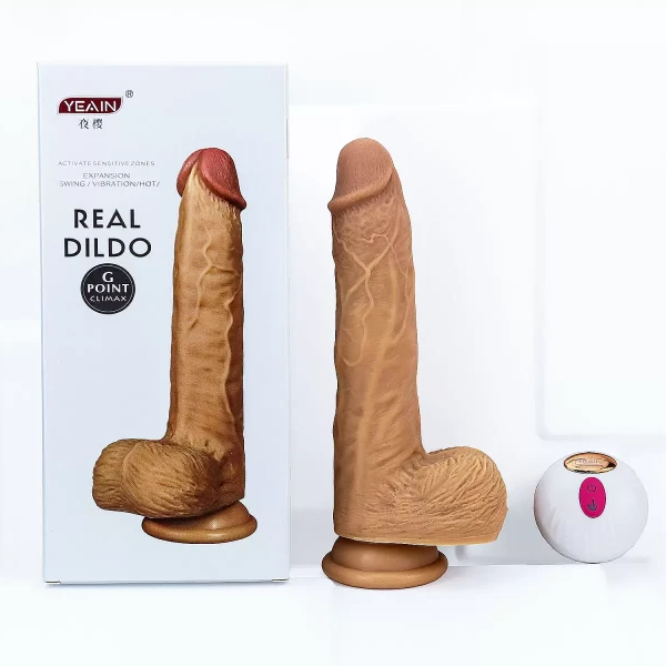 Dương vật giả có đế Real Dildo rung, thụt, phát nhiệt điều khiển từ xa