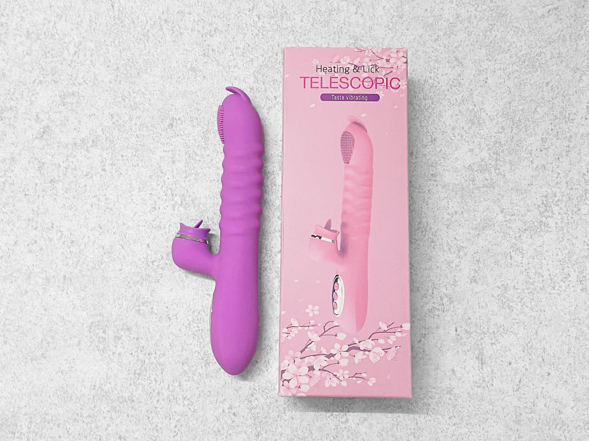 M&aacute;y m&aacute;t xa lưỡi 2 đầu Telescopic liếm, rung, thụt pin sạc