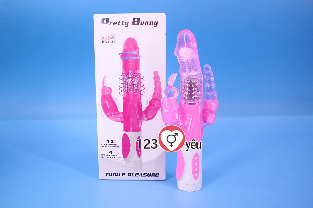 Sex toy dương vật giả đa năng Pretty bunny 3 nhánh 2