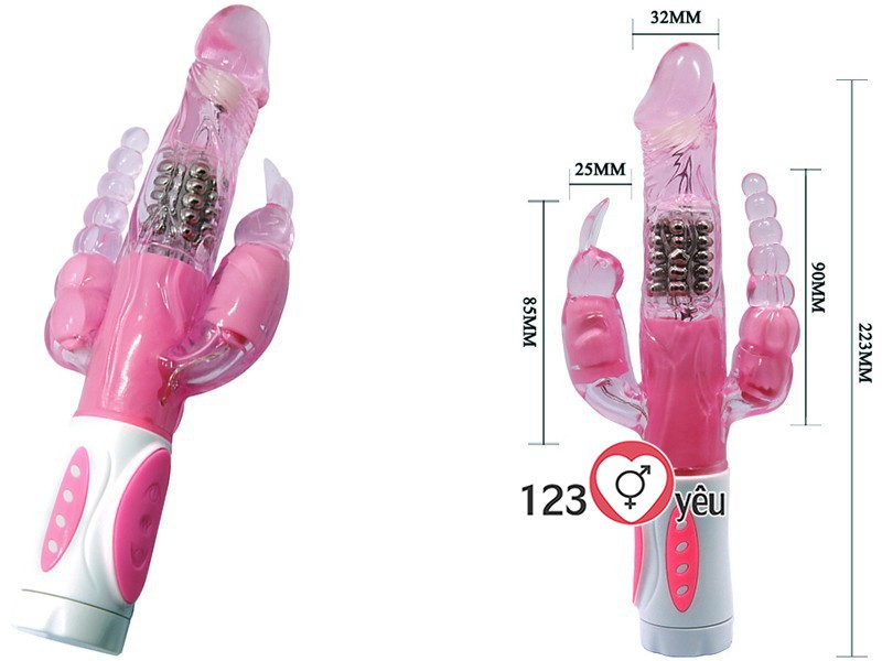 Sex toy dương vật giả đa năng Pretty bunny 3 nhánh 12