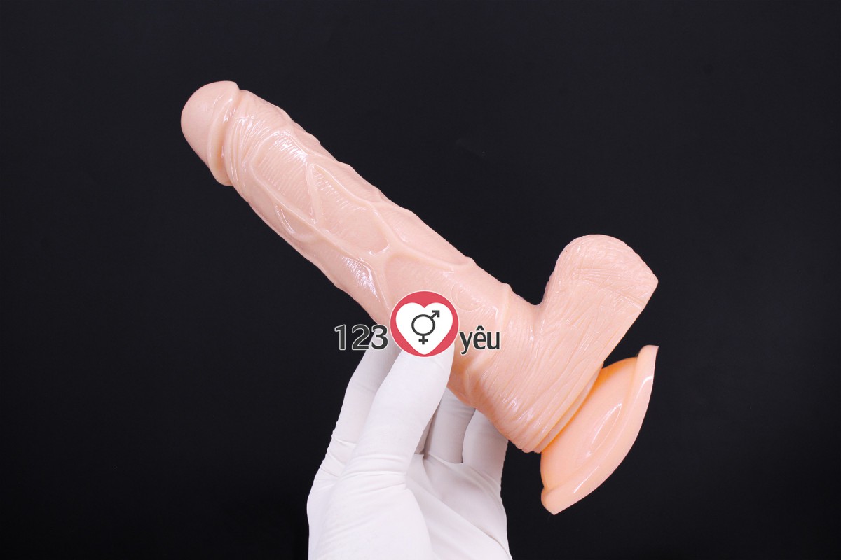 Dương vật giả có đế Shequ 8.1 inch gân guốc 3